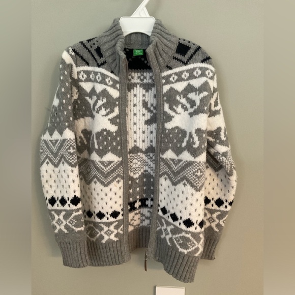 🍎Ada Yildiz Kids Knit Front Zipper 50% Wool Cardigan, Size 6-7 years - Picture 1 of 8